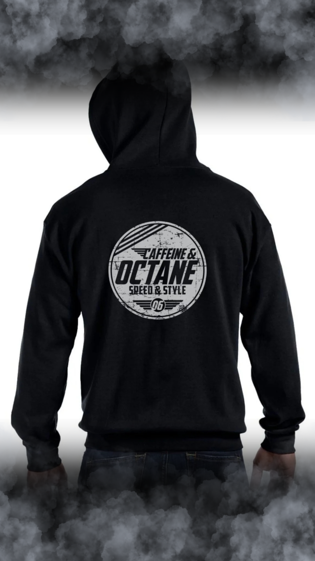 Hoodie Circle Logo, Zip Up - Black - Caffeine And Octane Hoodie Circle Logo, Zip Up - Black - Caffeine And Octane