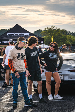 "Caffeine and Octane Lanier Raceway" White Logo - Black T-Shirt