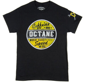 Vintage 'Gas Sign'Yellow Logo - Black T-Shirt
